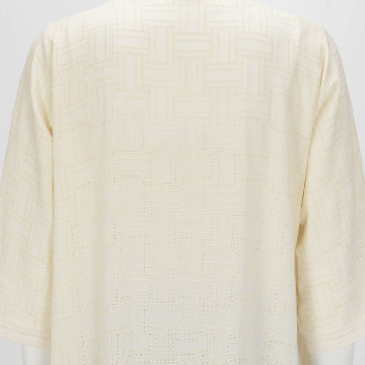 Hermes Ivory Silk Geometric Knit Long Cardigan FR 42