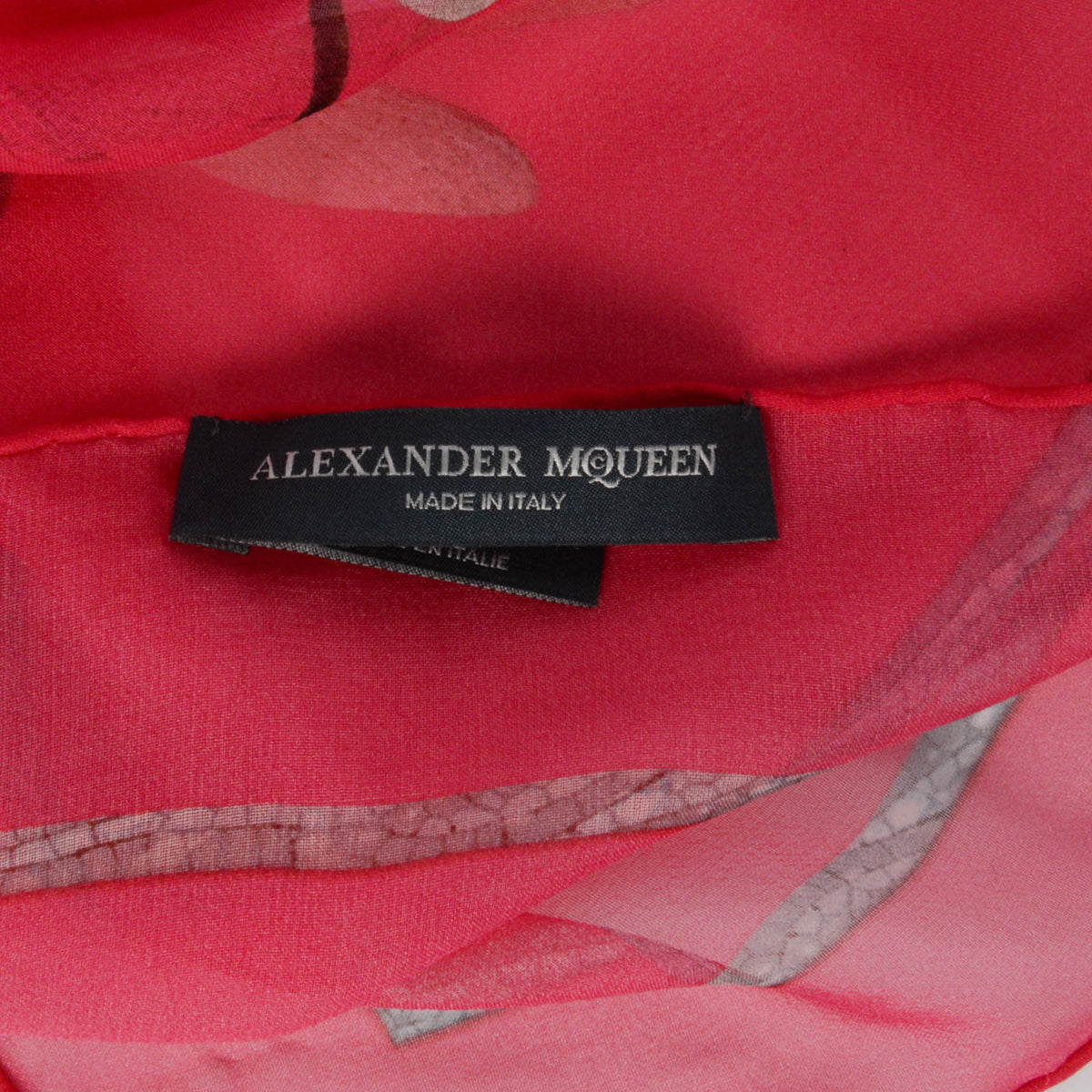 Alexander McQueen Pink Chiffon Dragonfly Skull Scarf