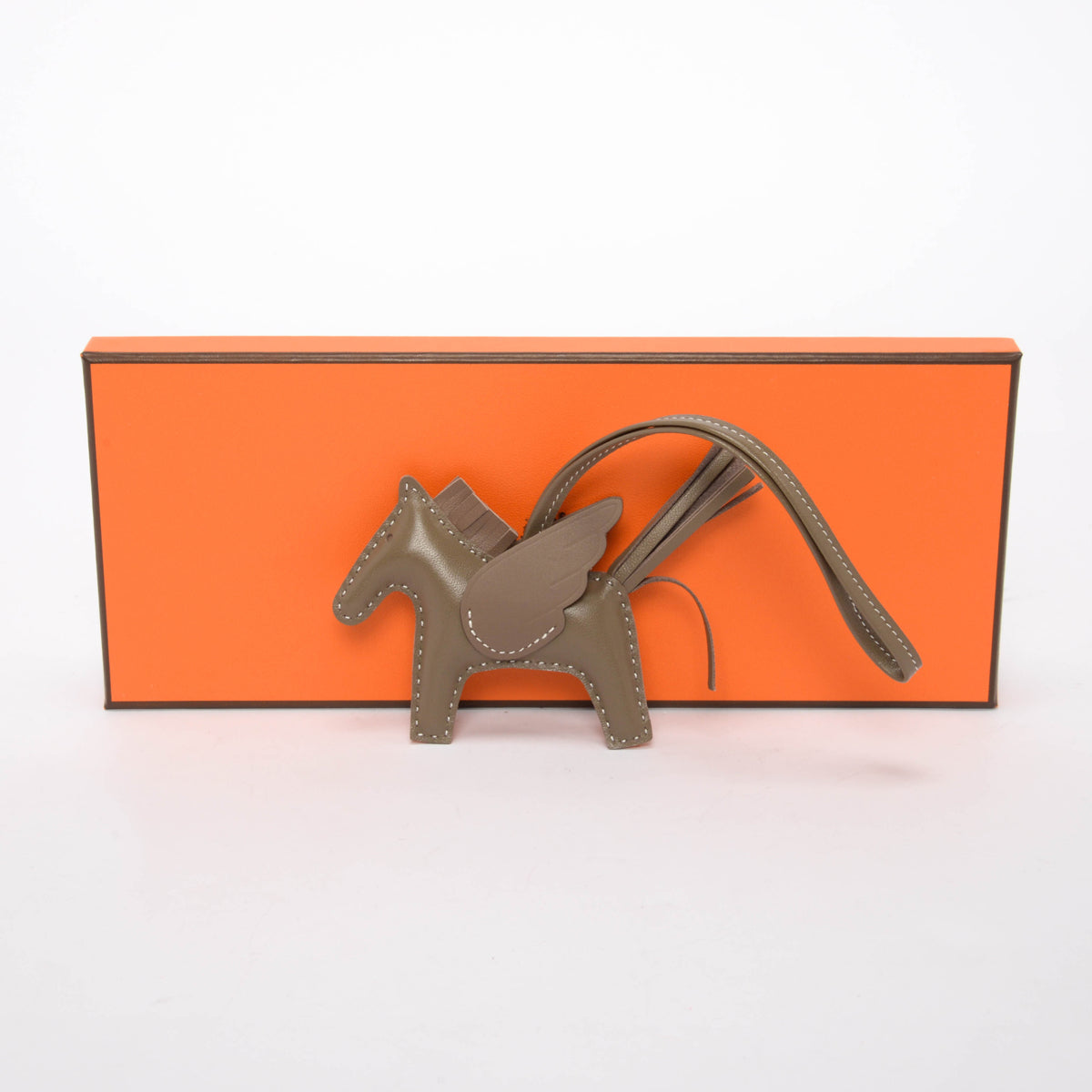 Hermes Etoupe Milo Lambskin Rodeo Pegase PM Bag Charm