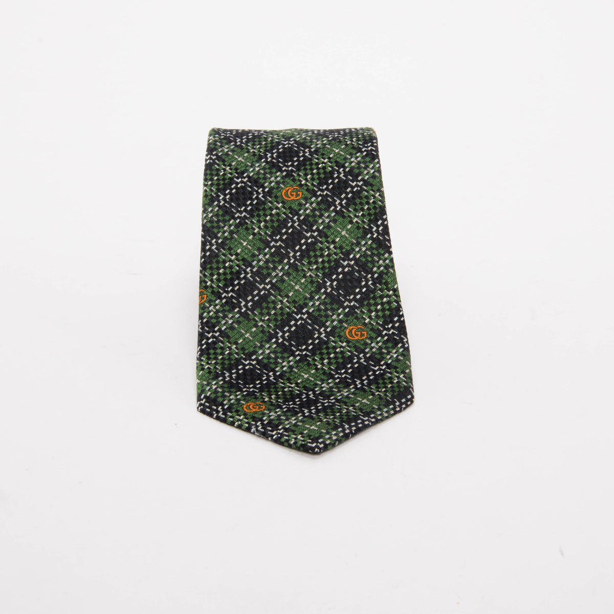 Gucci Green & Black Silk GG Check Tie