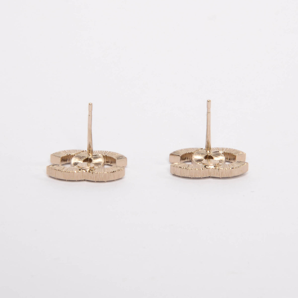 Chanel Light Gold Crystal CC Earrings