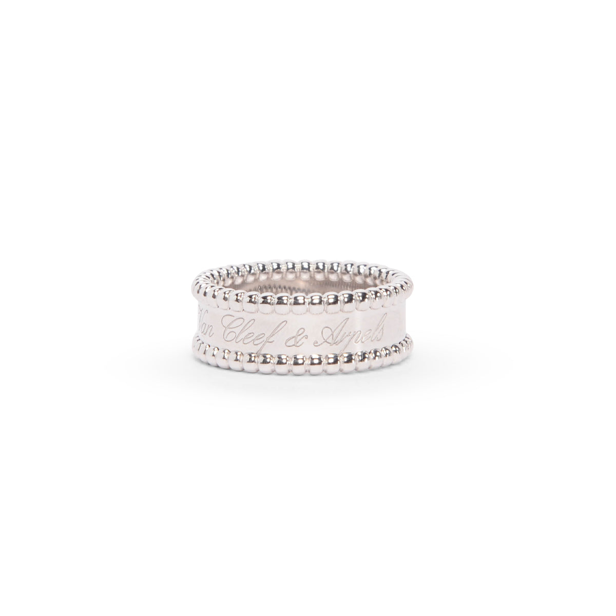 Van Cleef & Arpels 18k White Gold Perlee Signature Ring