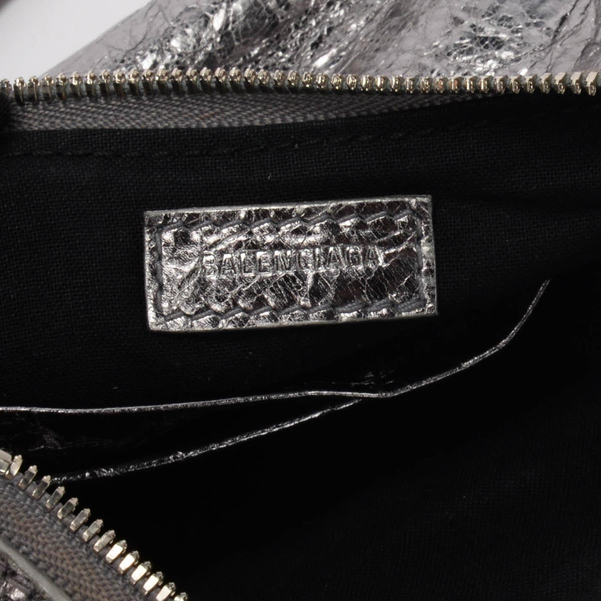 Balenciaga Silver Metallic Lambskin Le Cagole Mini Bag with Chain