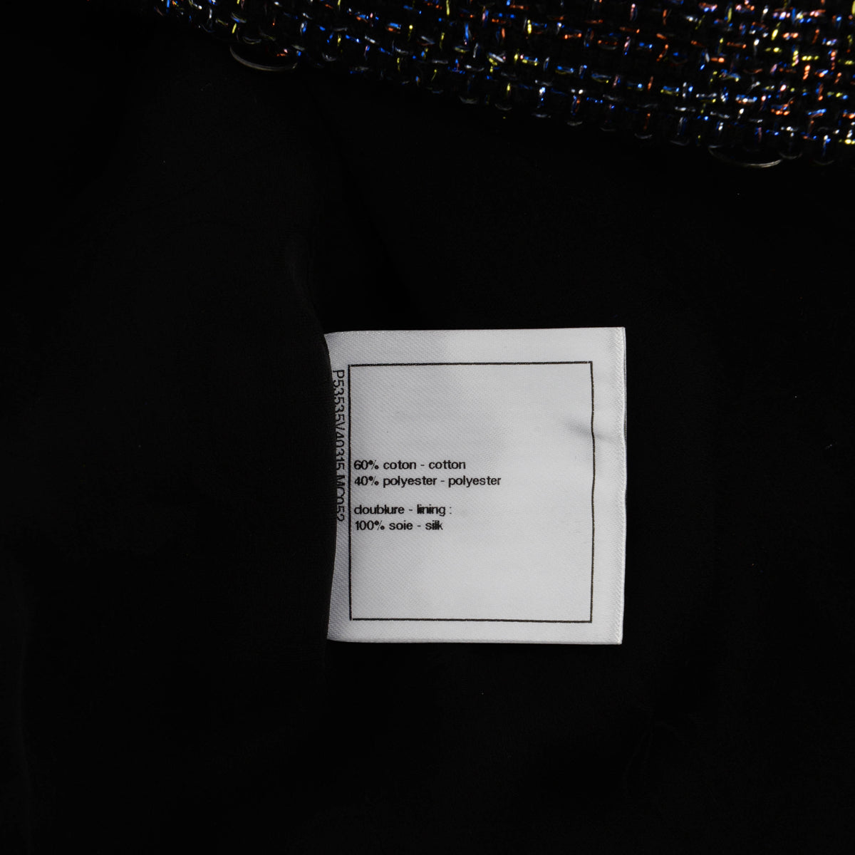 Chanel Black Rainbow Lurex Patch Pocket Jacket FR 38