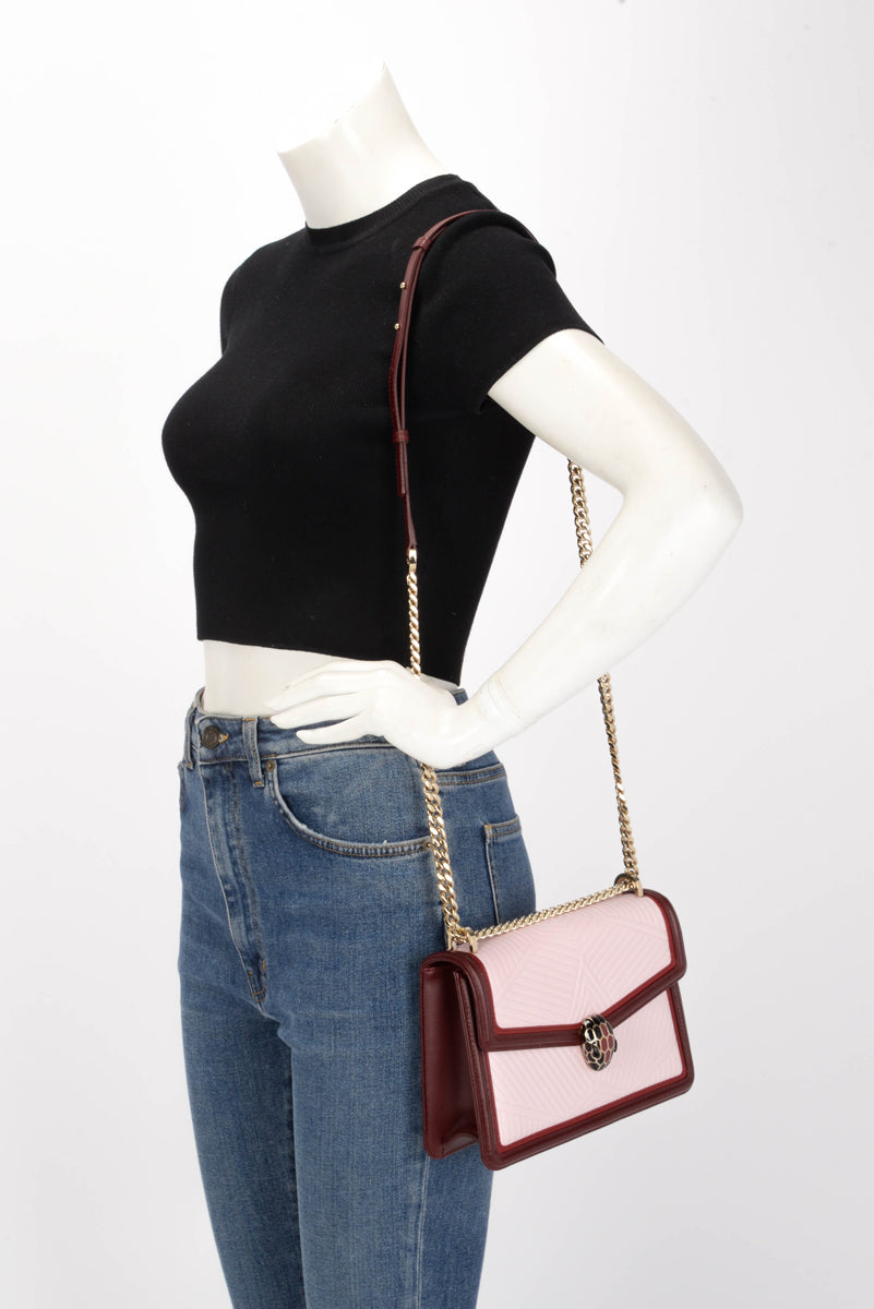 Bulgari Tri-Colour Nappa Diamond Blast Serpenti Forever Shoulder Bag
