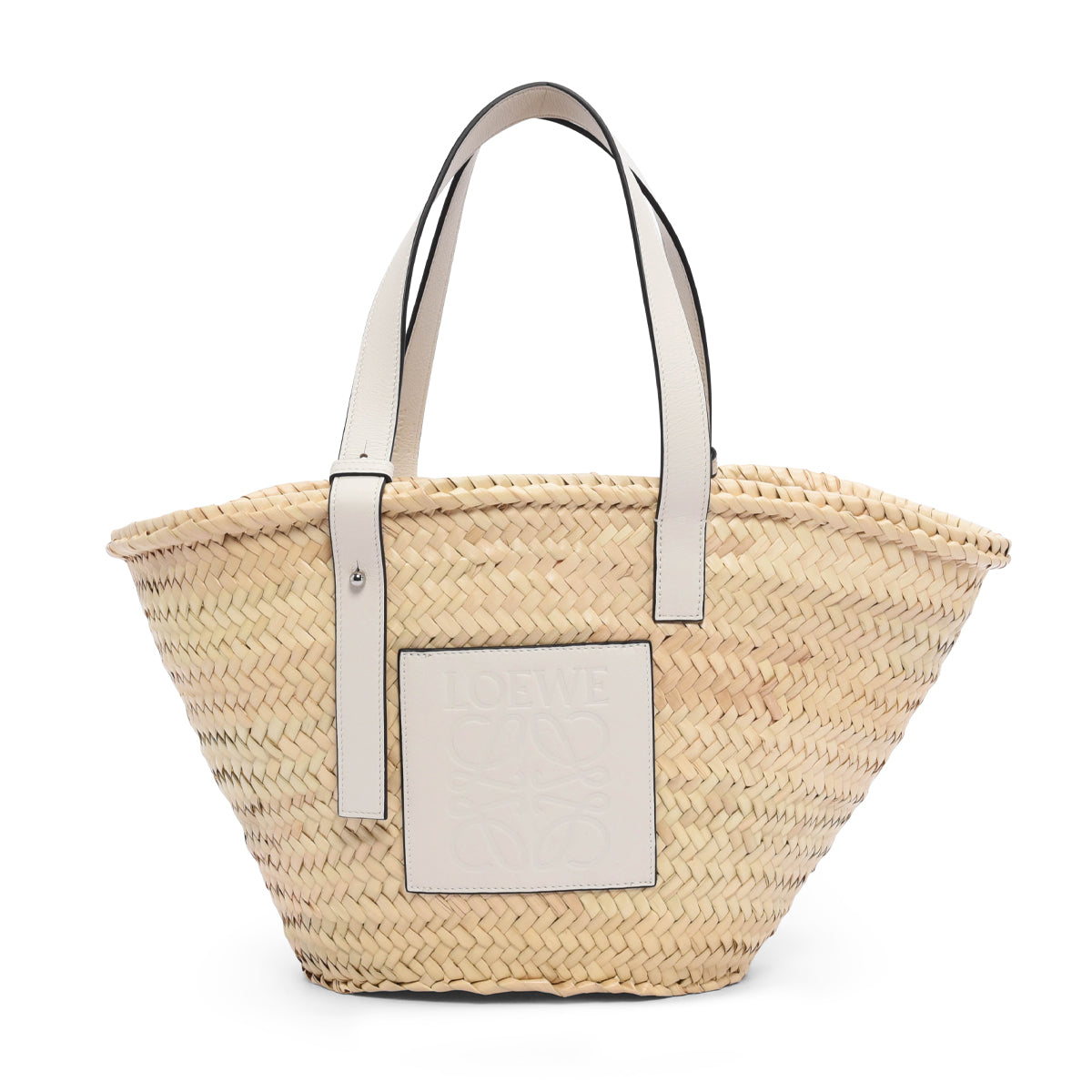 Loewe White Raffia Medium Basket Tote