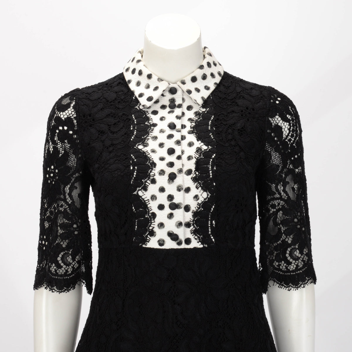 Dolce & Gabbana Black Lace Polka Dot Dress IT 40