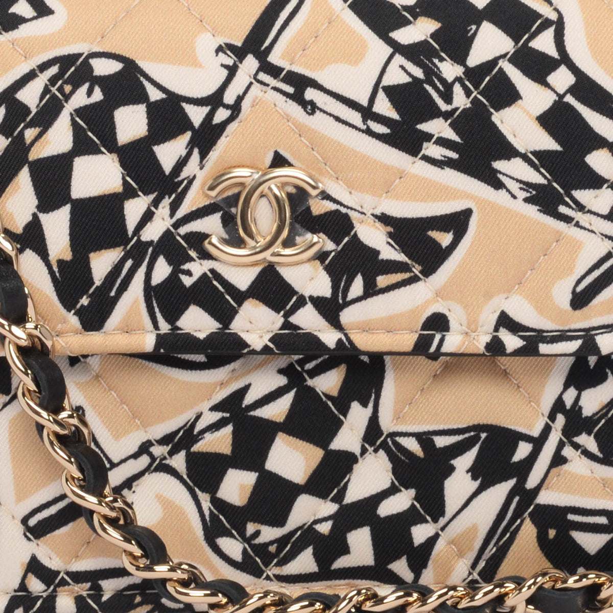 Chanel Beige Checkered Flag Print Bag