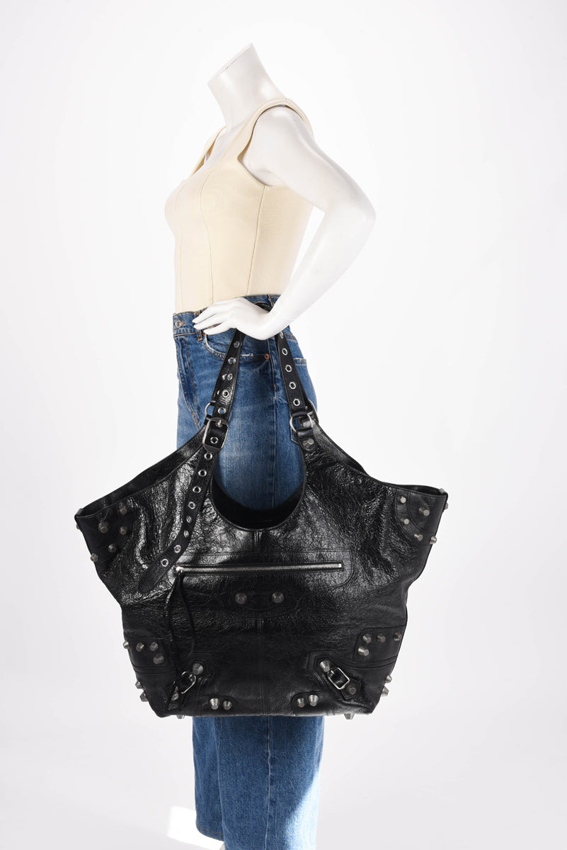Balenciaga Black Arena Lambskin Le Cagole Large Tote