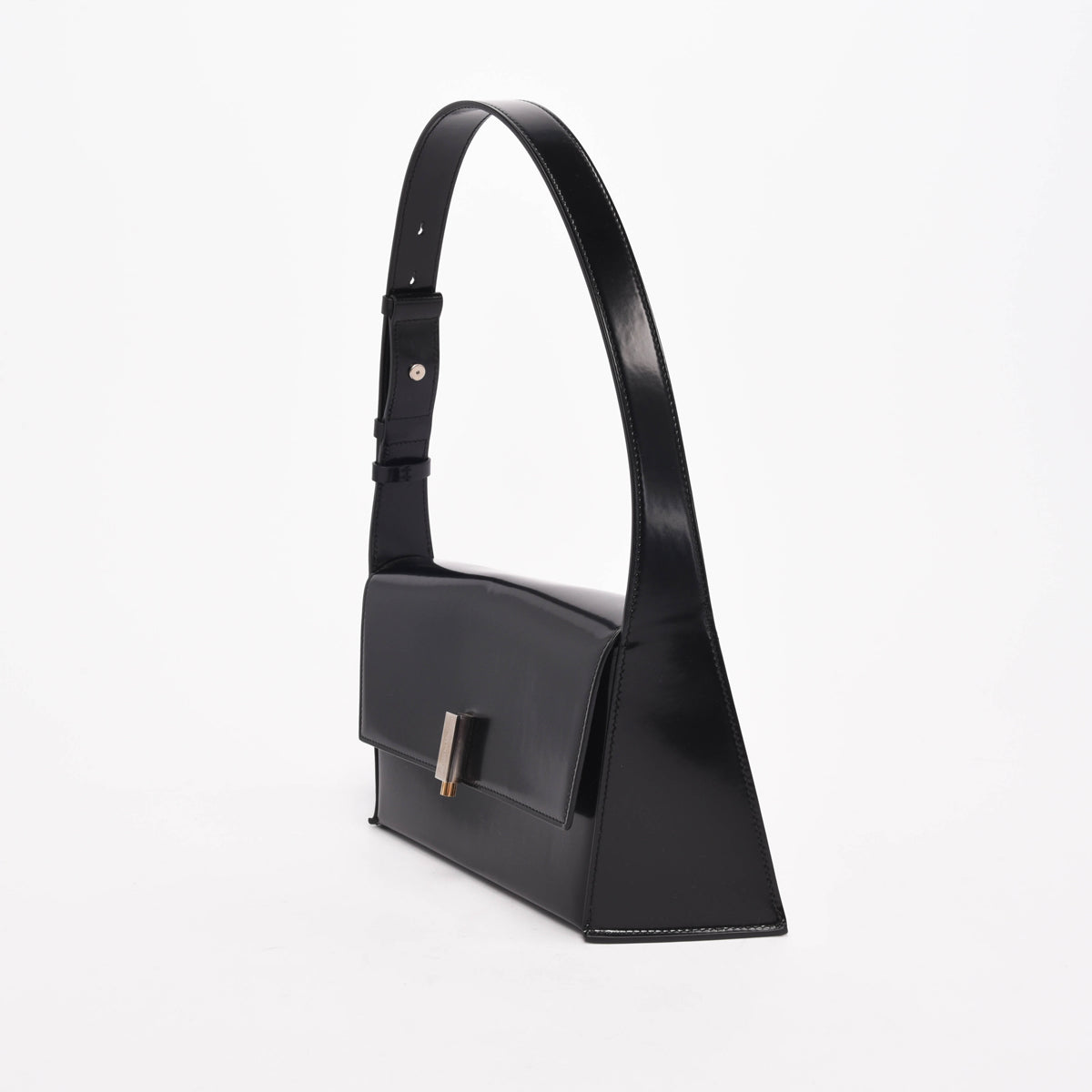 Ferragamo Black Calfskin Geometric Shoulder Bag