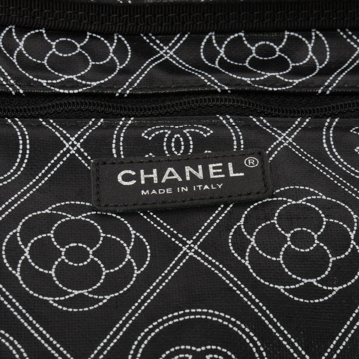 Chanel Black & Ivory Coated Canvas Camellia Tote