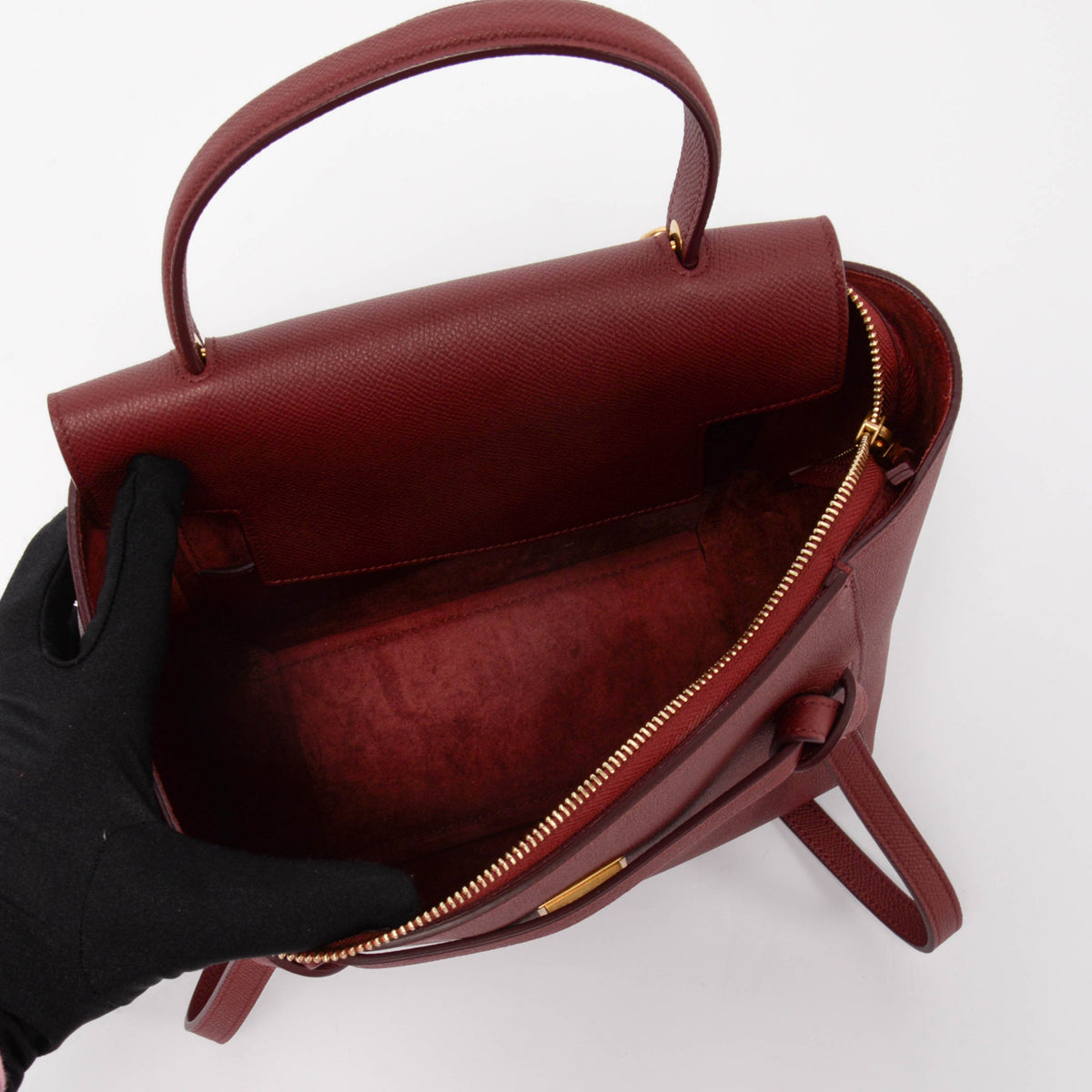 Celine Ruby Red Grained Calfskin Micro Belt Bag