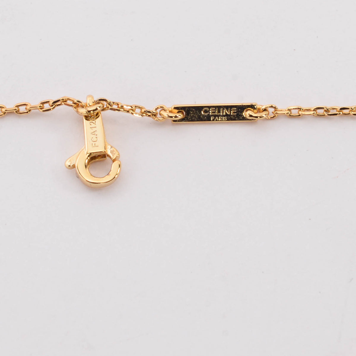 Celine Gold Tone Double Chain Heart Bracelet