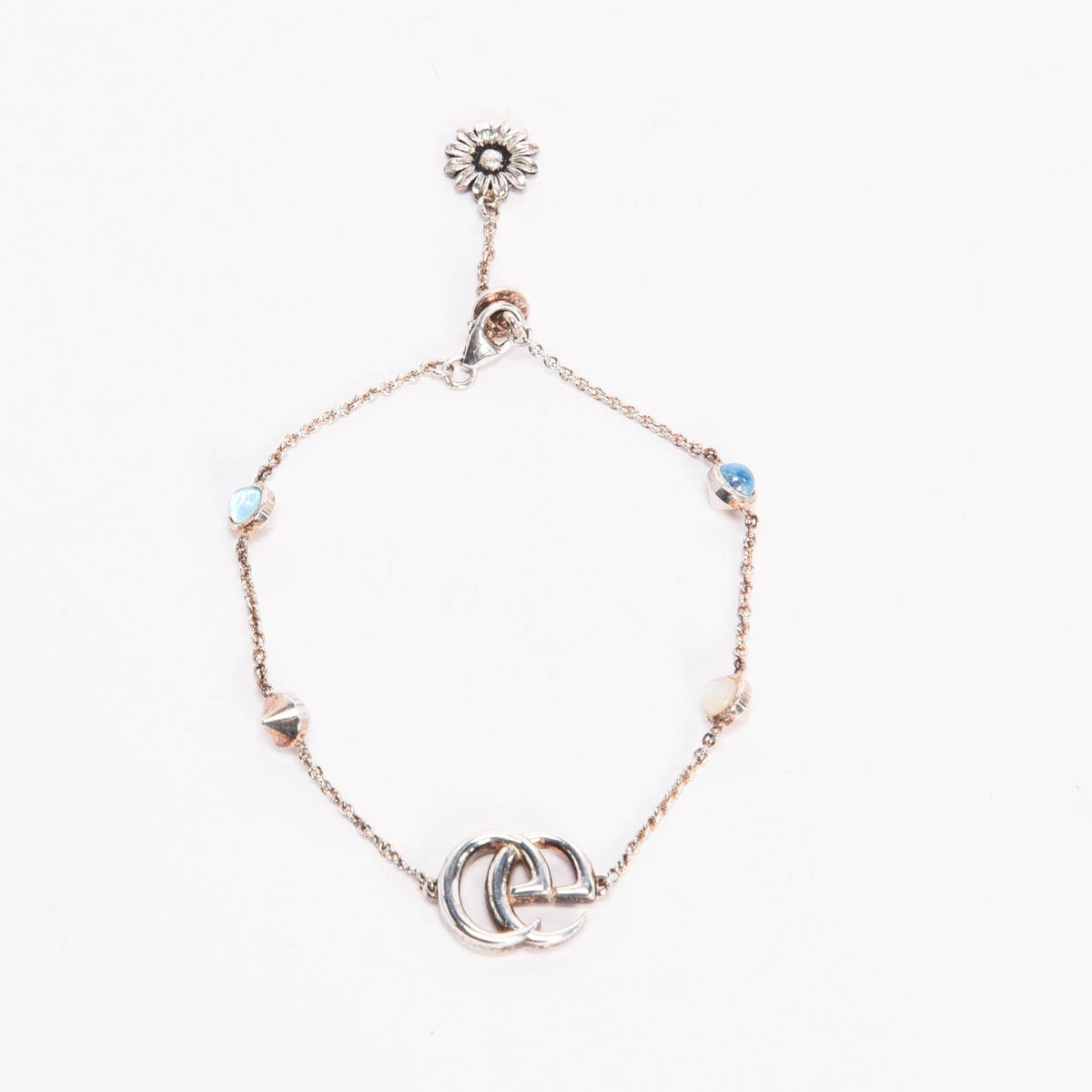 Gucci Sterling Silver, MOP & Topaz GG Marmont Bracelet