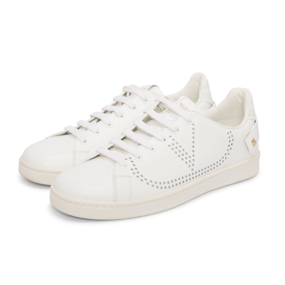 Valentino White Calfskin VLogo Backnet Sneakers 38