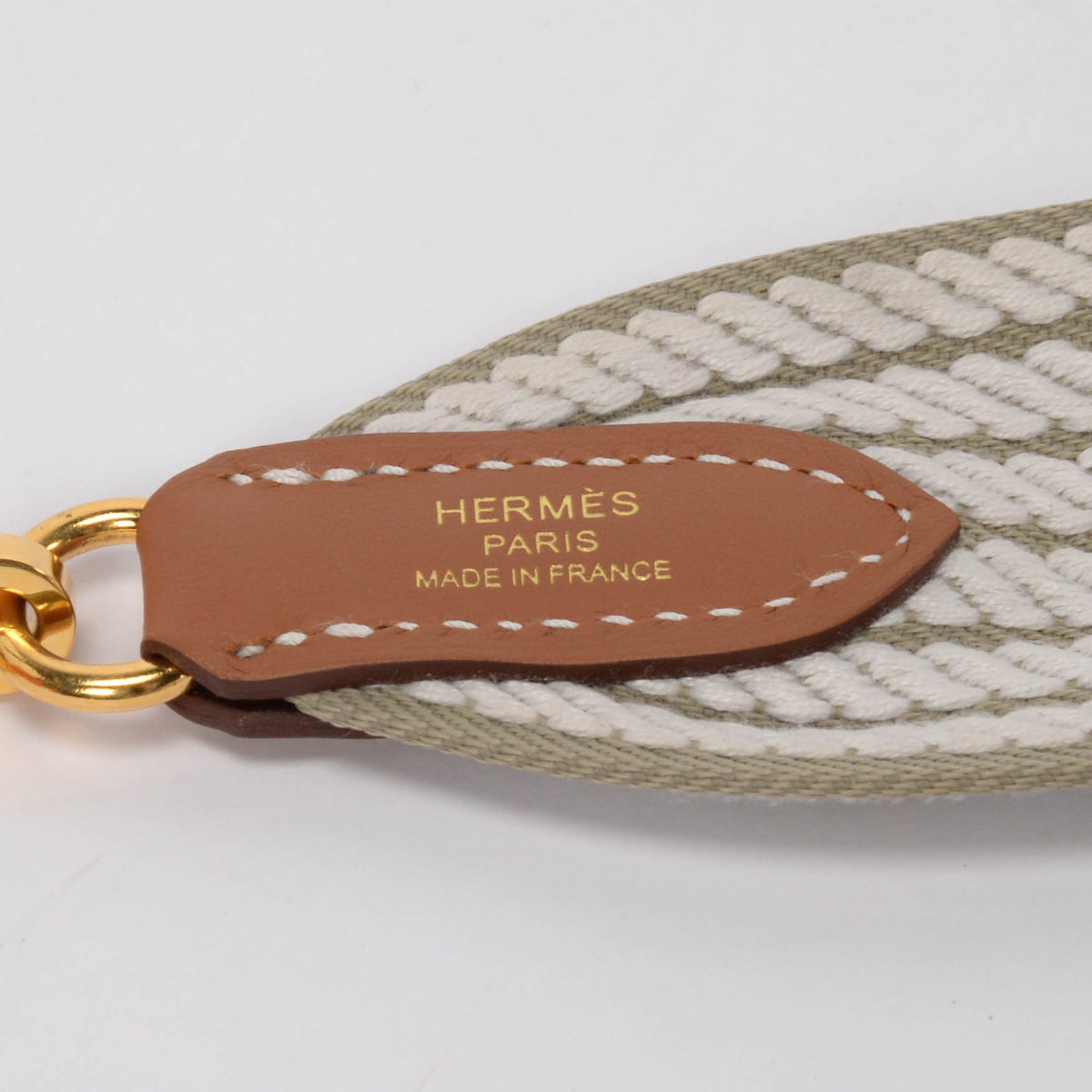Hermes Beige Marfa & Gris Pale Canvas Sangle Cordage 50mm Bag Strap