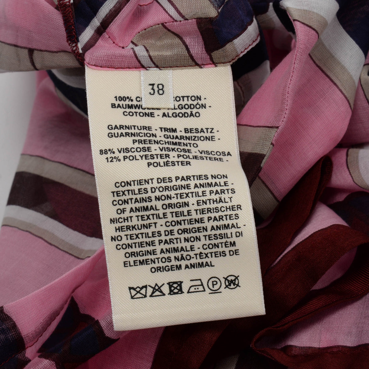Hermes Pink & Burgundy Muslin Cotton Cannes et Cannes Shirt FR 38