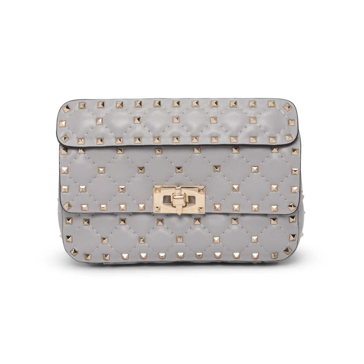 Valentino Grey Nappa Small Rockstud Spike Bag