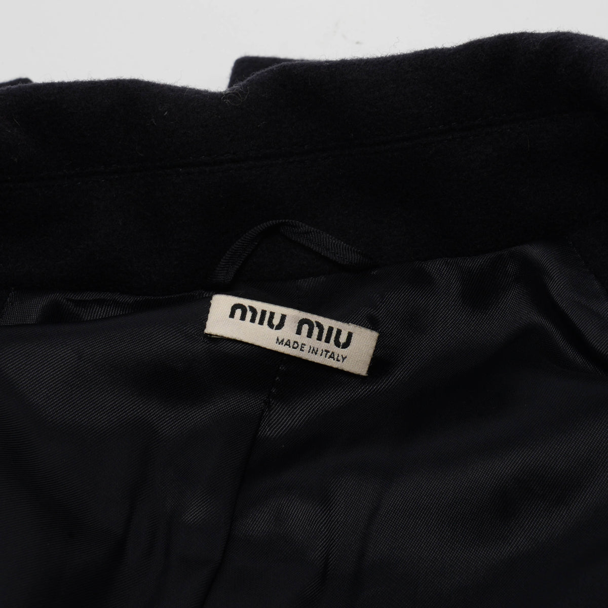 Miu Miu Navy Wool Melton Satin Trim Military Coat IT 42