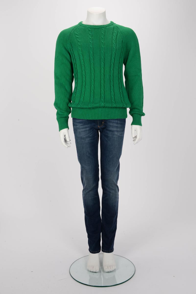 Gucci Green Cable Knit GG Sweater L