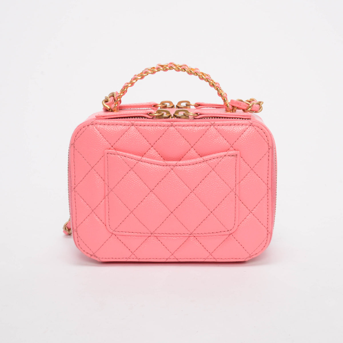 Chanel Pink Quilted Caviar Mini Pick Me Up Vanity Case