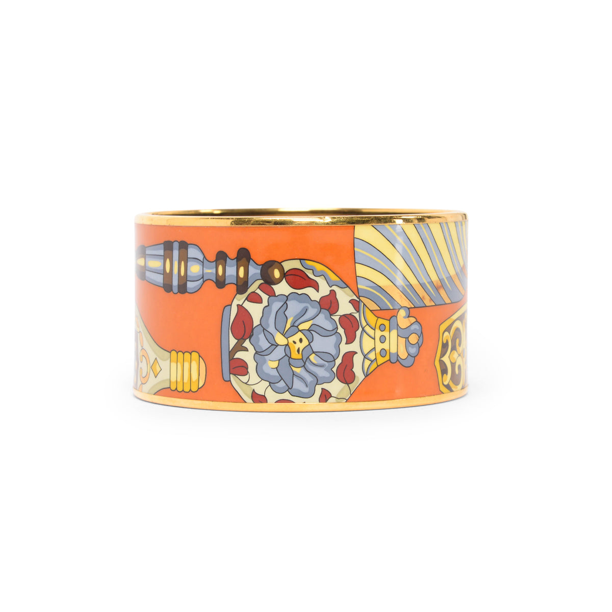 Hermes Orange Enamel Flacons Extra Wide Bangle