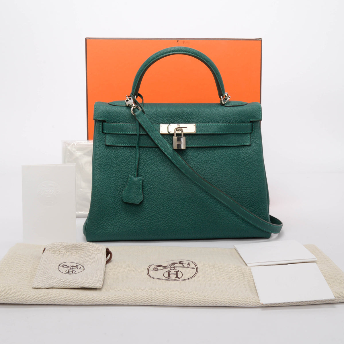 Hermes Malachite Togo Kelly 32 PHW