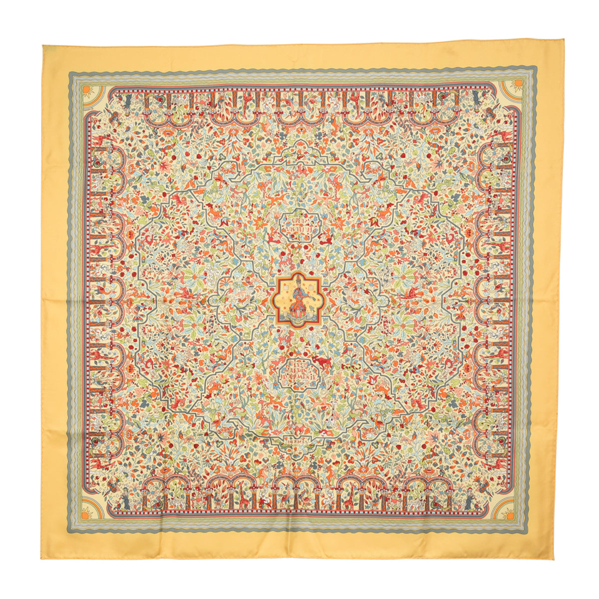 Hermes Yellow Silk Les Jardins D'Armenie Scarf