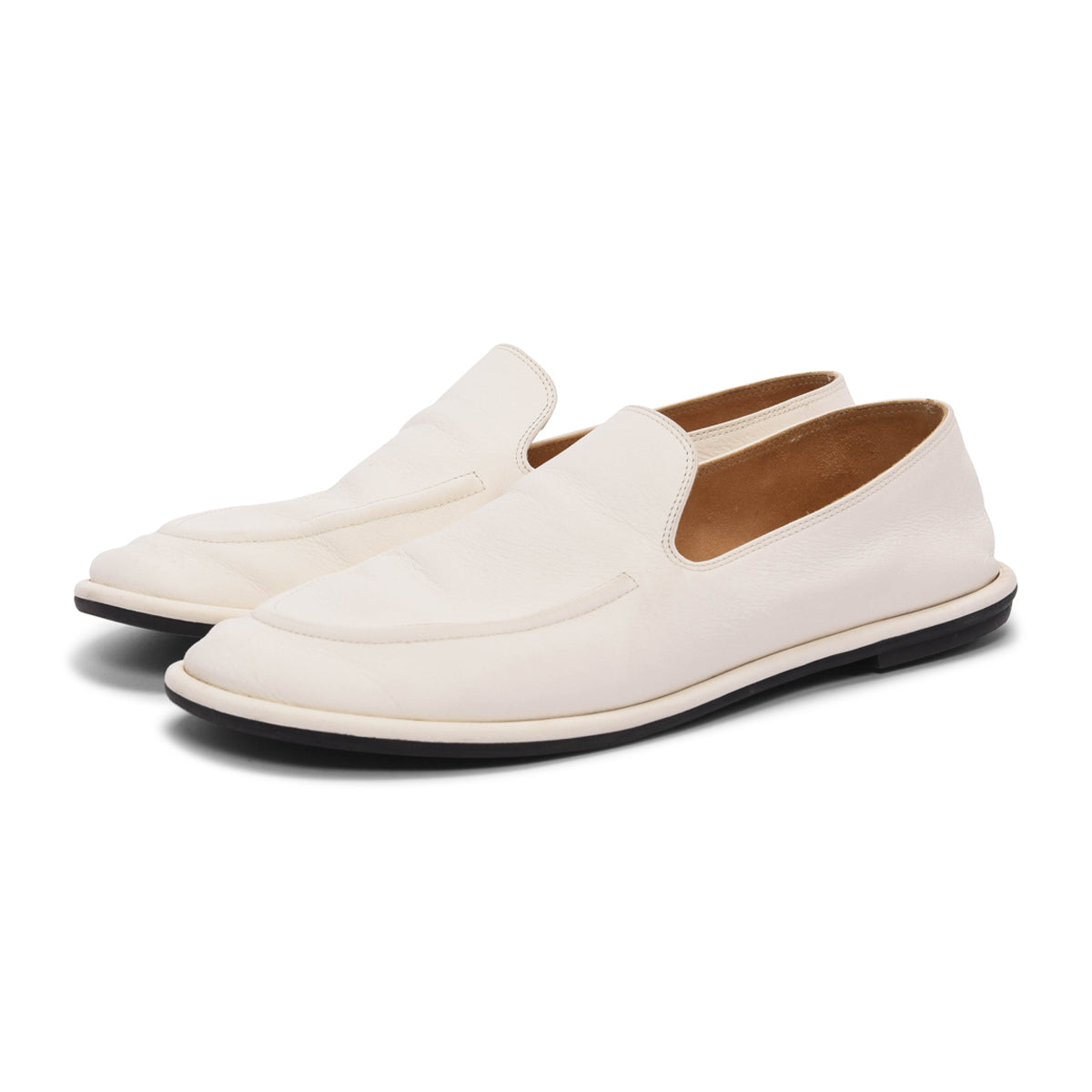 The Row White Calfskin Canal Loafers 36