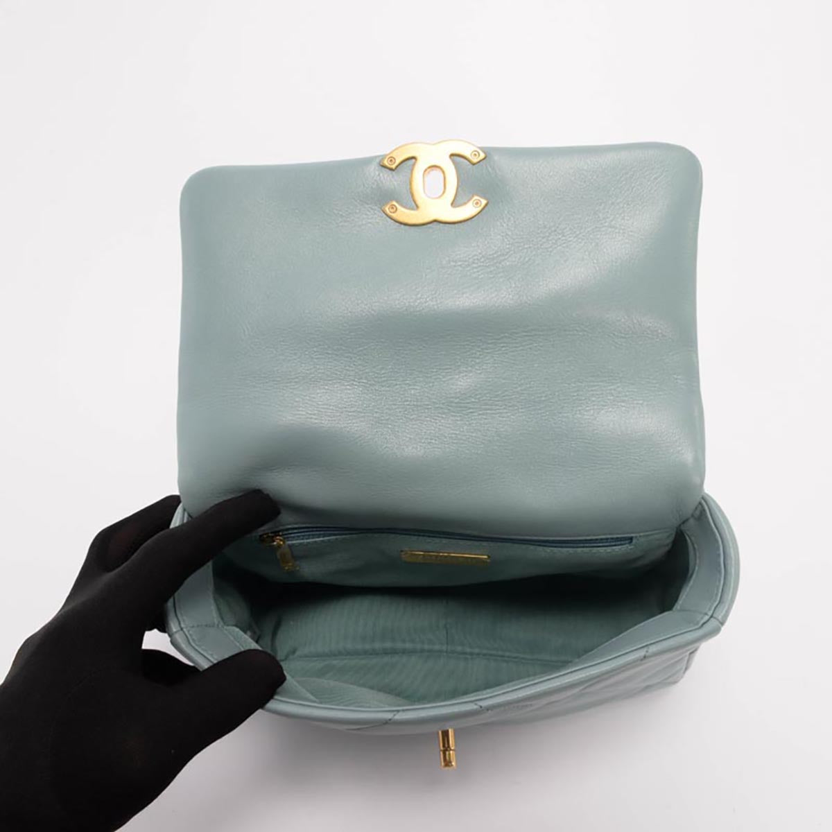 Chanel Blue Quilted Lambskin Medium Chanel 19 Flap Bag