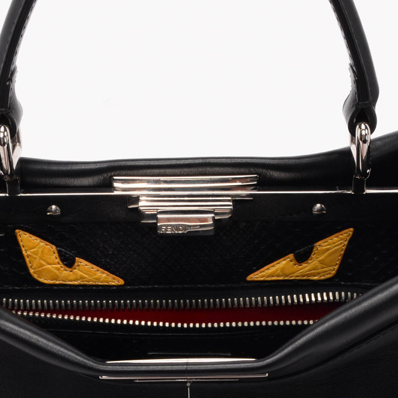 Fendi Black Calfskin Medium Monster Eyes Peekaboo Bag