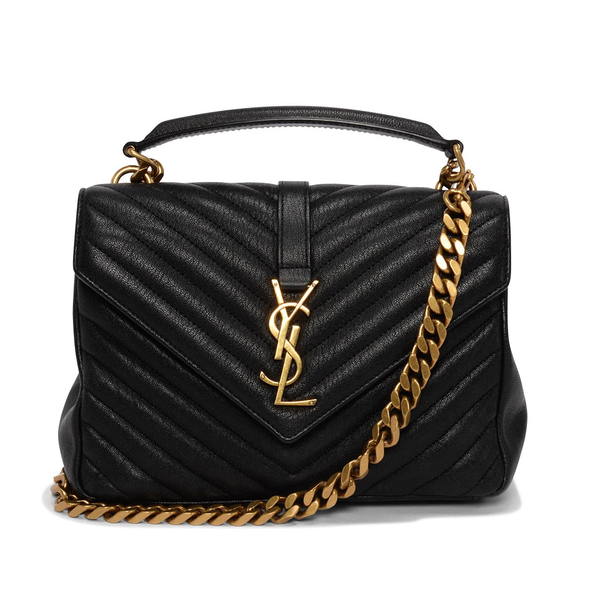 Saint Laurent Black Quilted Calfskin Medium College Bag