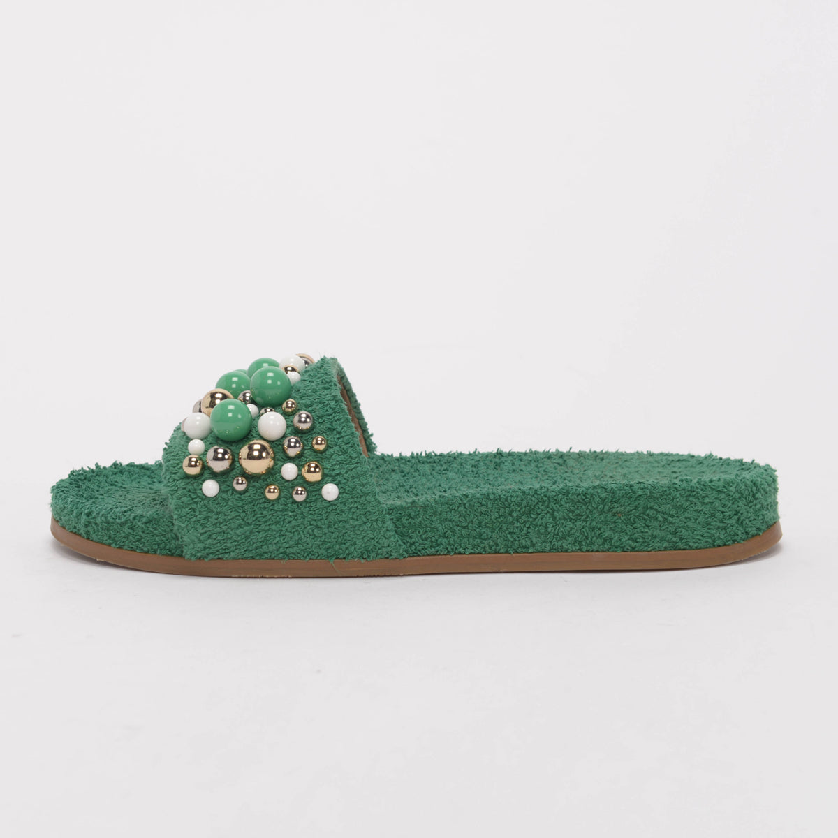 Aquazzura Green Terry Cotton Bon Bon Pool Slides 41