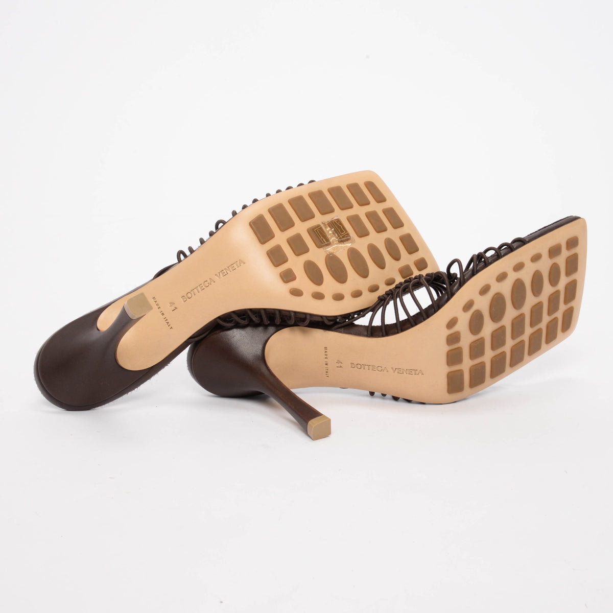 Bottega Veneta Brown Braided Cindy Stretch Sandals 41