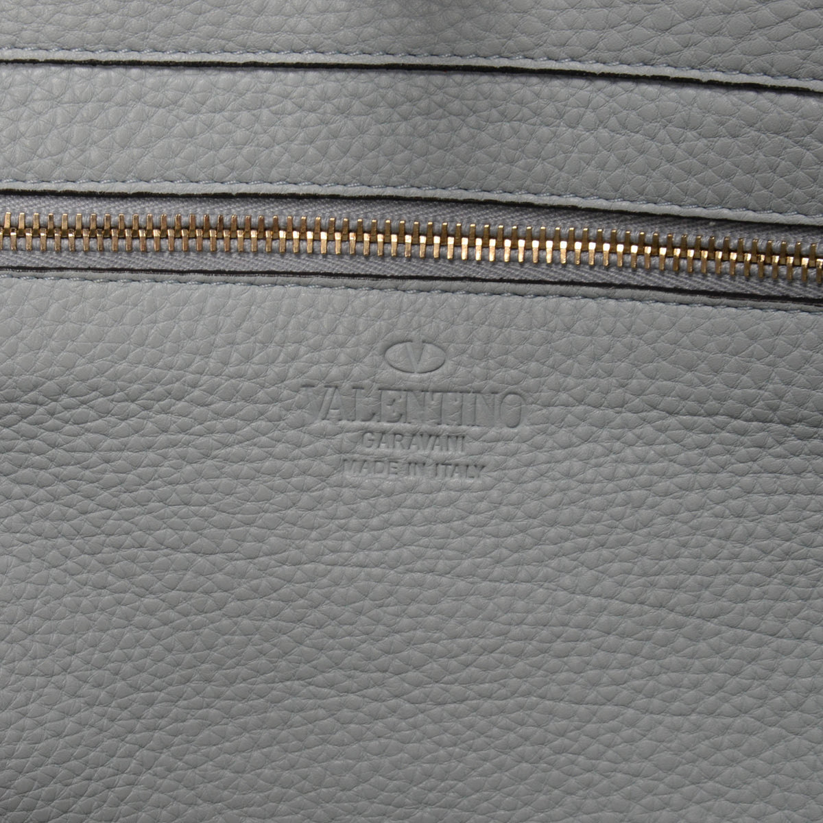 Valentino Pale Blue Grained Calfskin Medium Rockstud Trapeze Tote