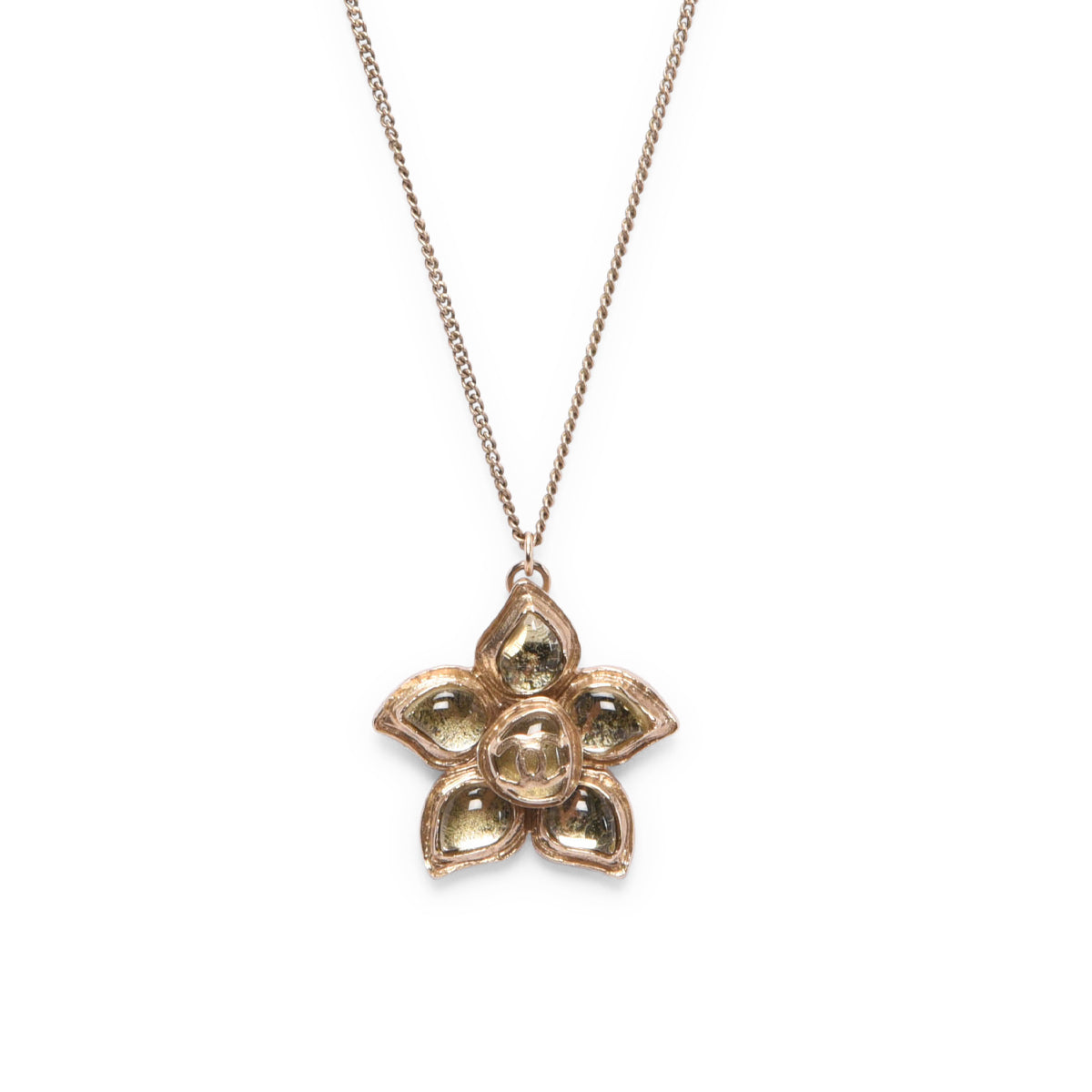 Chanel Light Gold Gripoix Paris-Bombay Camellia Necklace