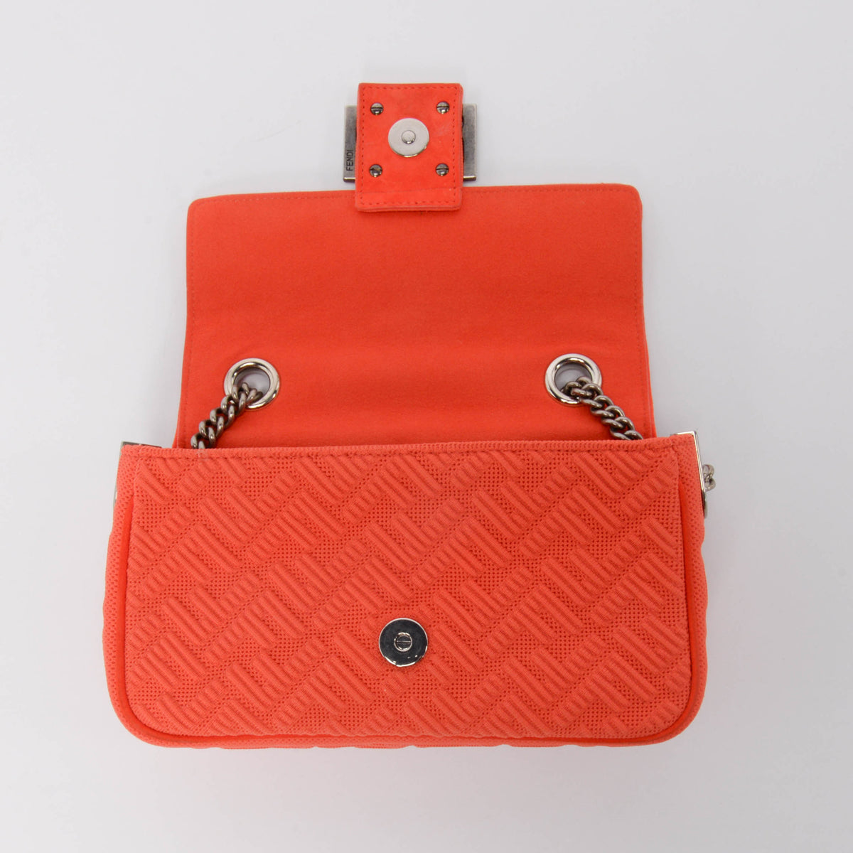 Fendi x Skims Orange Technical Knit Midi Chain Baguette