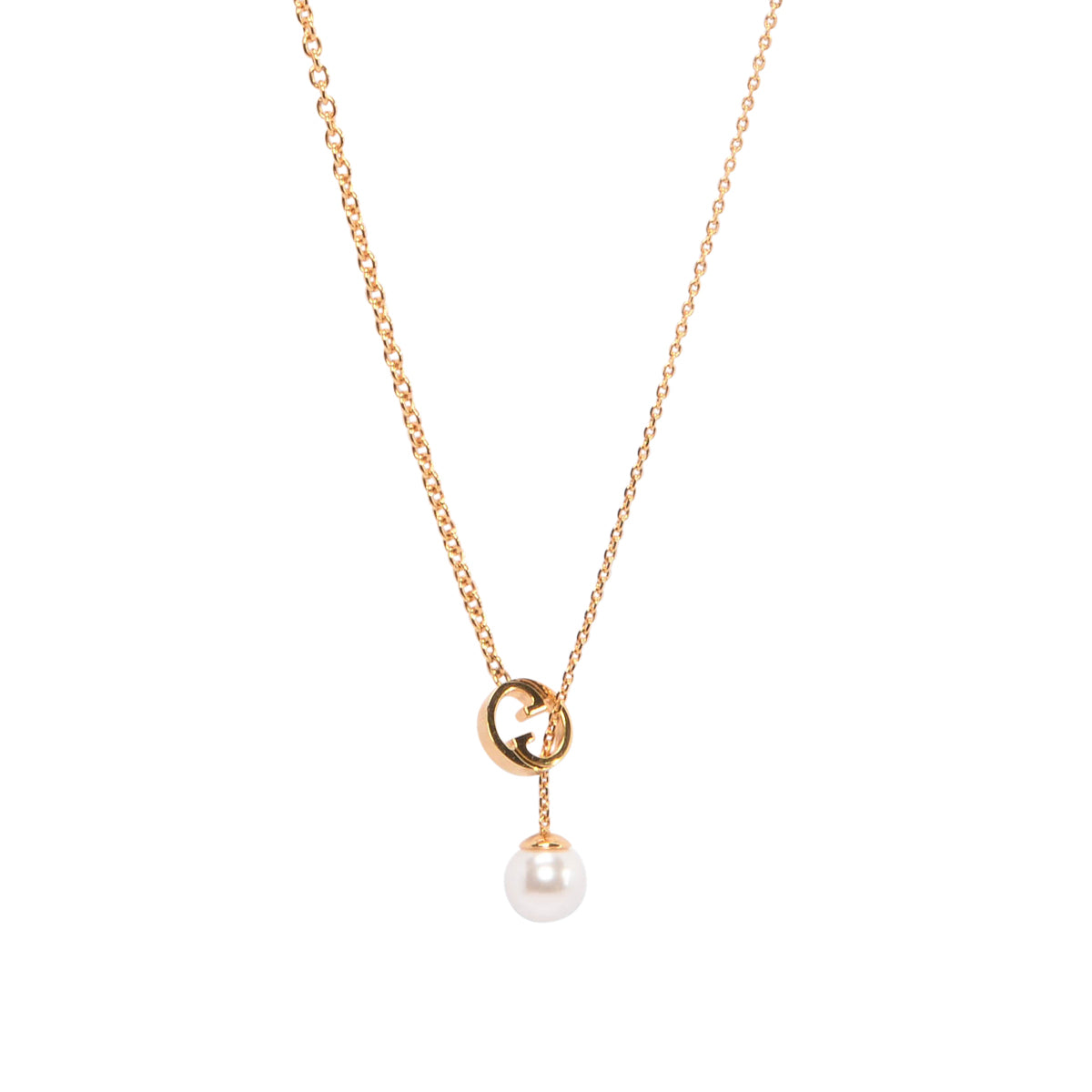 Gucci Gold Tone Blondie Pearl Drop Necklace