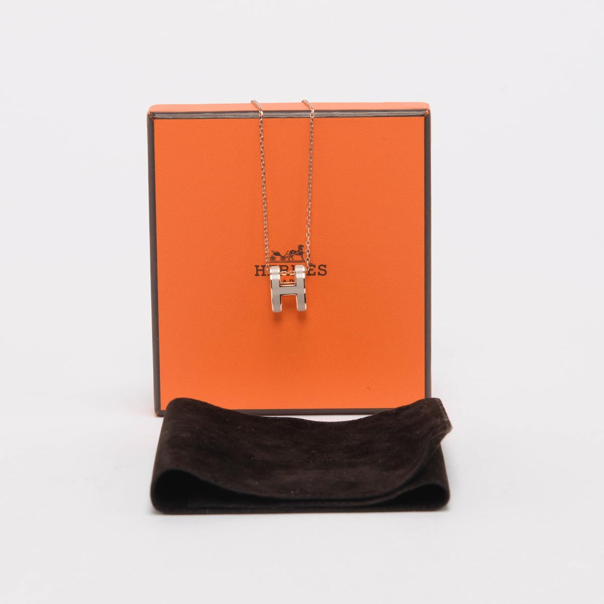 Hermes Marron Glace Enamel Pop H Necklace RGHW