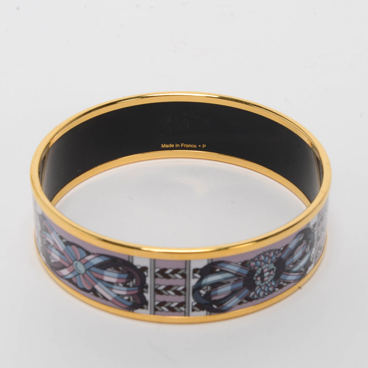 Hermes Pink Enamel Rubans de Cheval Bangle GHW