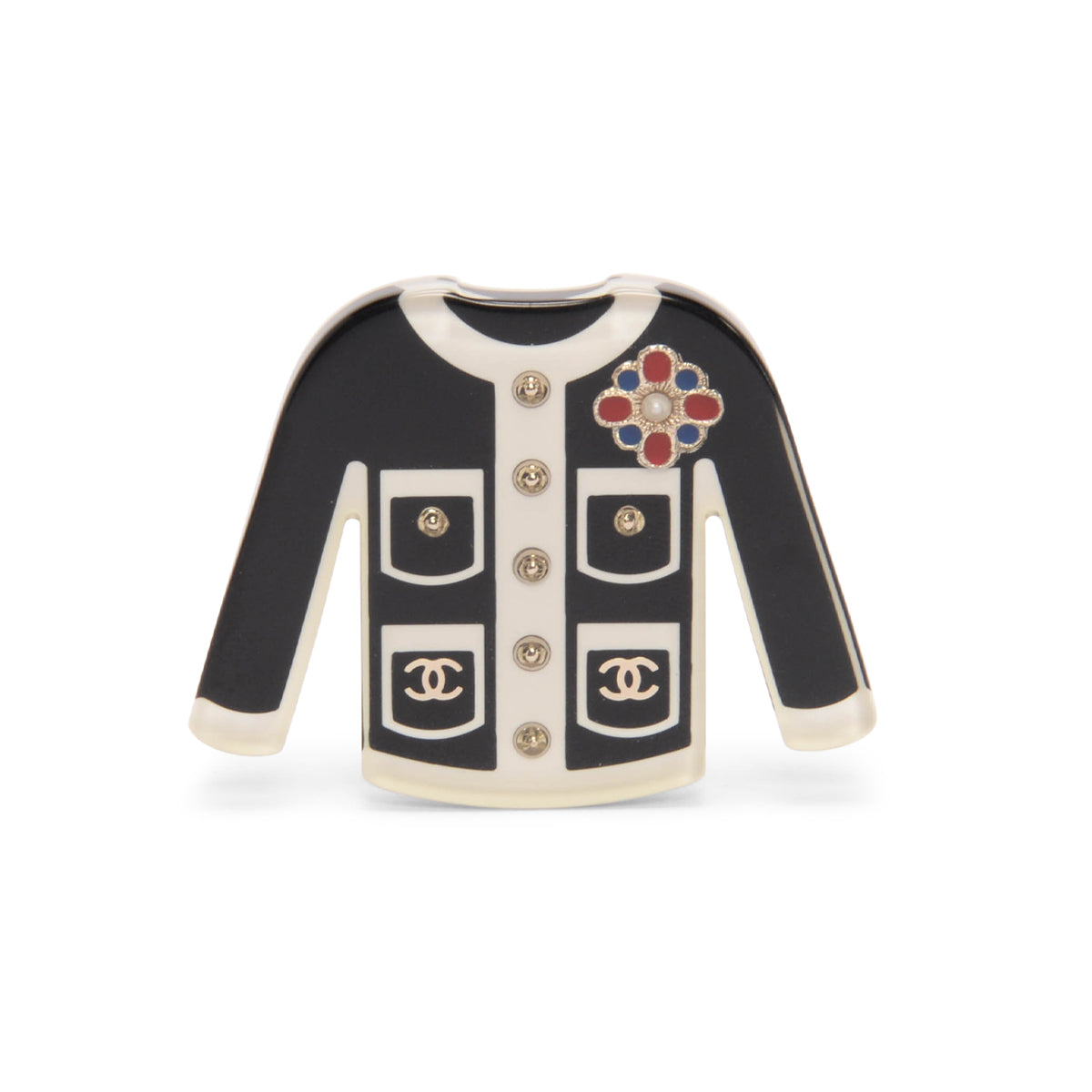 Chanel Black Resin CC Jacket Brooch