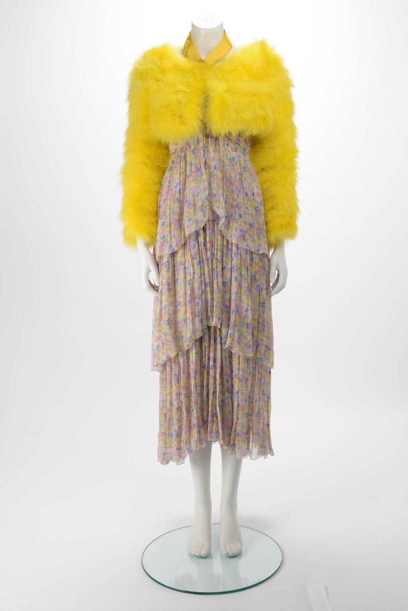 Gucci Yellow Marabou Bolero Jacket IT 38