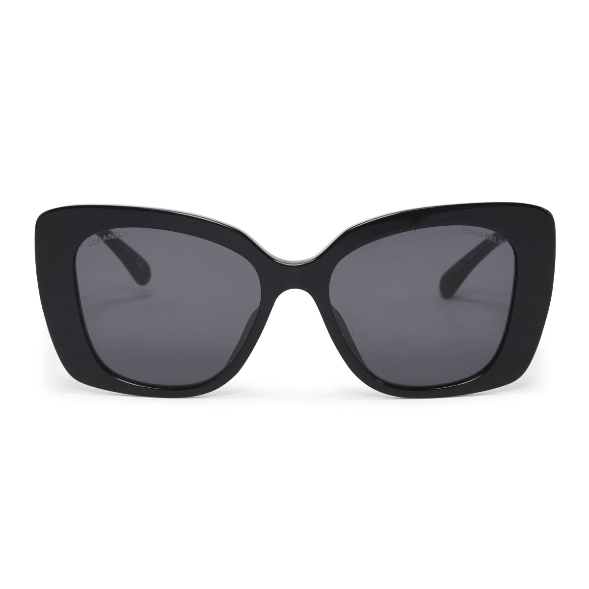 Chanel Black Acetate & Strass Square Logo Sunglasses