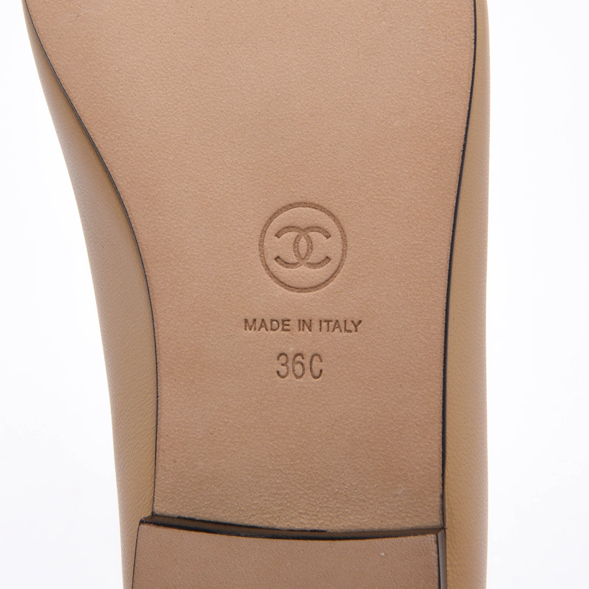 Chanel Beige & Black Lambskin CC Ballet Flats 36