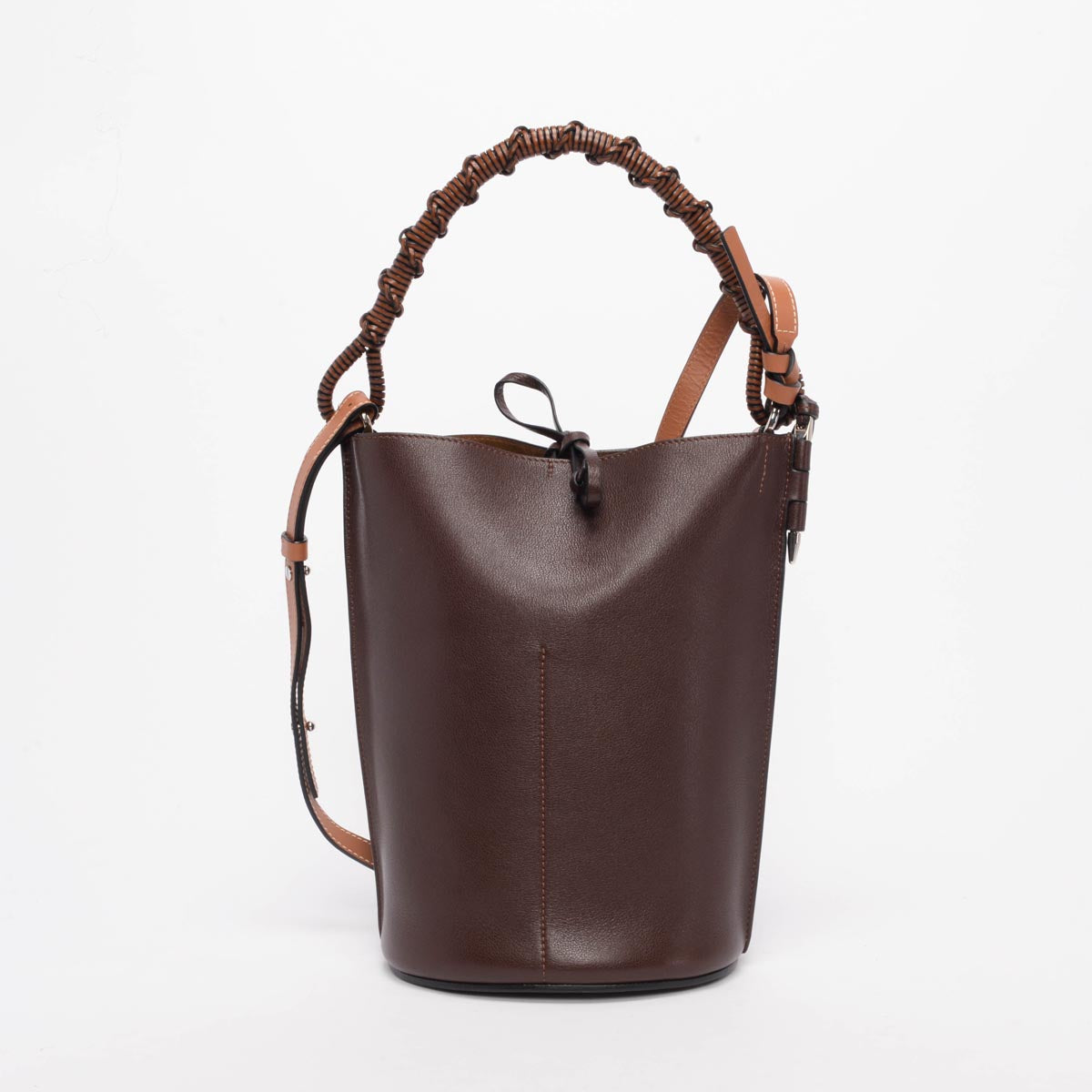 Loewe Dark Brown Gate Braided Handle Bucket Bag