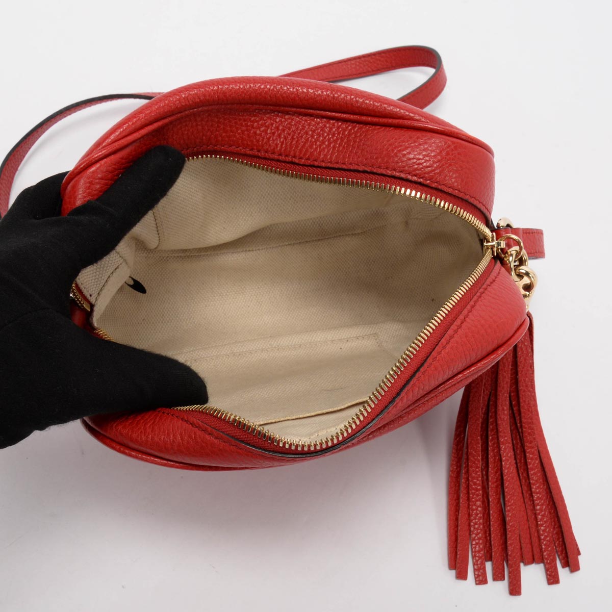 Gucci Red Grained Calfskin Soho Disco Bag