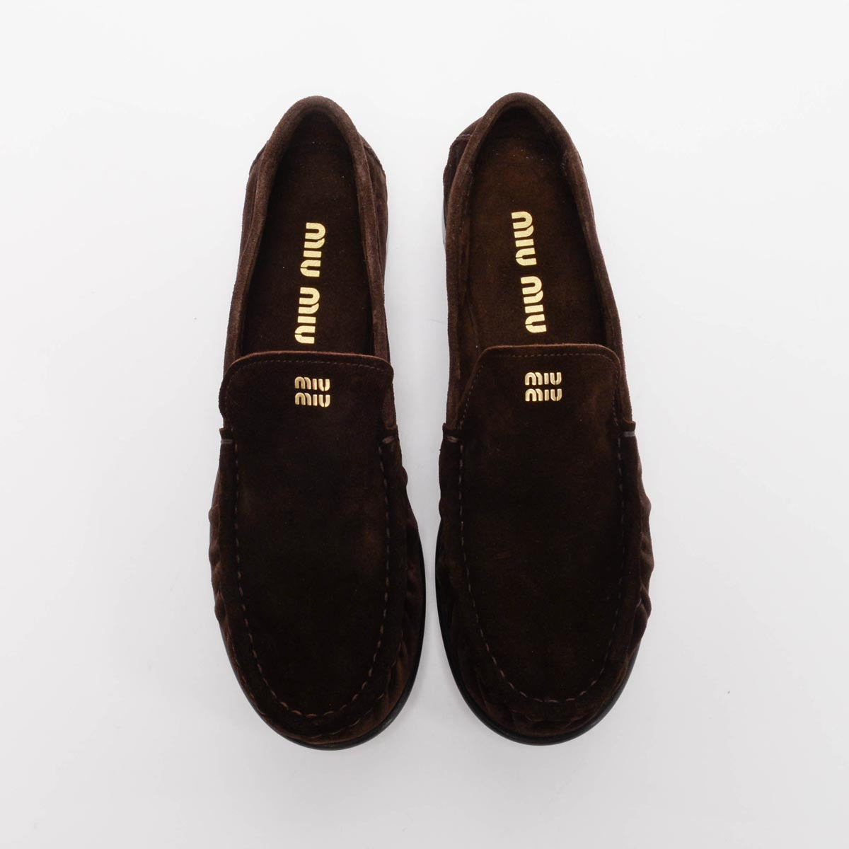 Miu Miu Dark Brown Suede Loafers 37.5