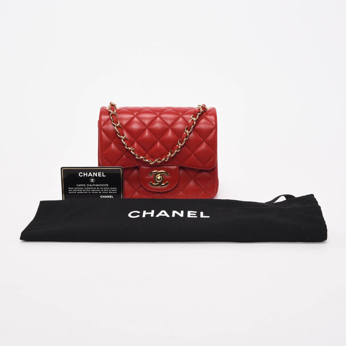 Chanel Red Quilted Lambskin Mini Flap Bag