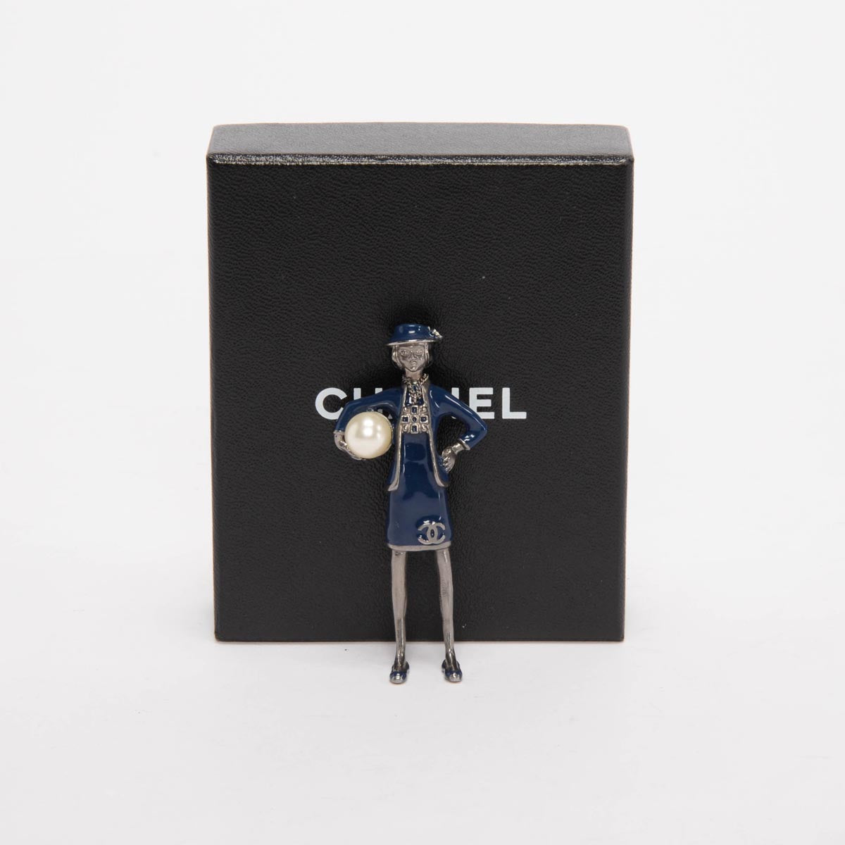 Chanel Ruthenium & Navy Enamel Coco Mademoiselle Brooch