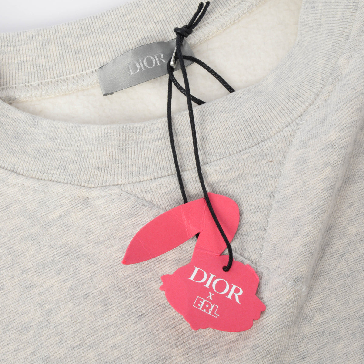 Dior x ERL Heather Grey Logo Embroidered Sweat Top L